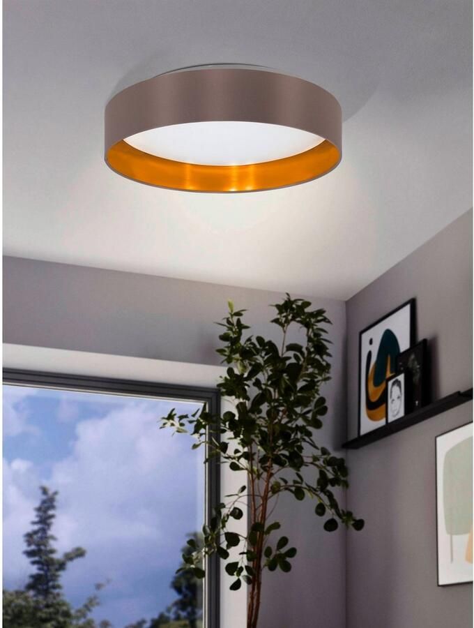 EGLO Led-plafondlamp MASERLO Stoffen lamp Maserlo2 Ø38 x H9 cm led-plank textielen kap (1 stuk) - Foto 3