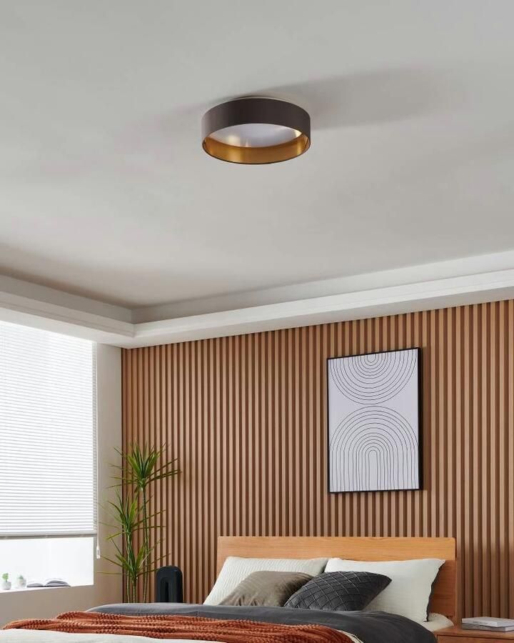 EGLO Led-plafondlamp MASERLO Stoffen lamp Maserlo2 Ø38 x H9 cm led-plank textielen kap (1 stuk) - Foto 2