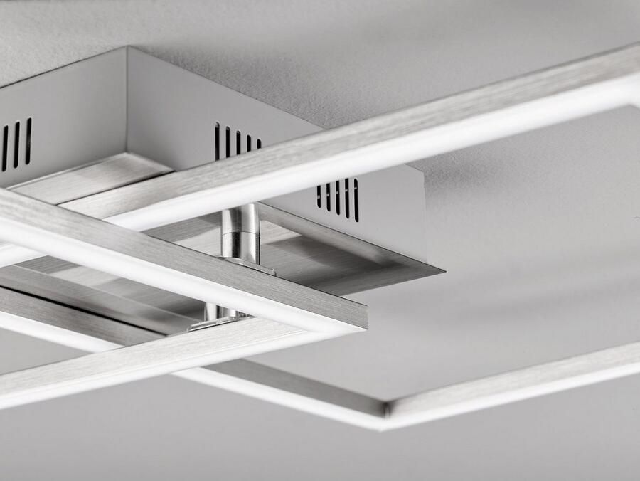 EGLO Led-plafondlamp Palmaves plafondlamp nikkel-mat geborsteld nachtlamp vierkanten minimalistisch tijdloos platte constructie woonkamer 47x29 5x6cm (1 stuk) - Foto 5