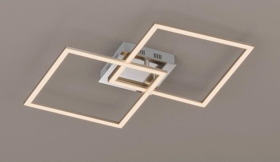EGLO Led-plafondlamp Palmaves plafondlamp nikkel-mat geborsteld nachtlamp vierkanten minimalistisch tijdloos platte constructie woonkamer 47x29 5x6cm (1 stuk) - Foto 8