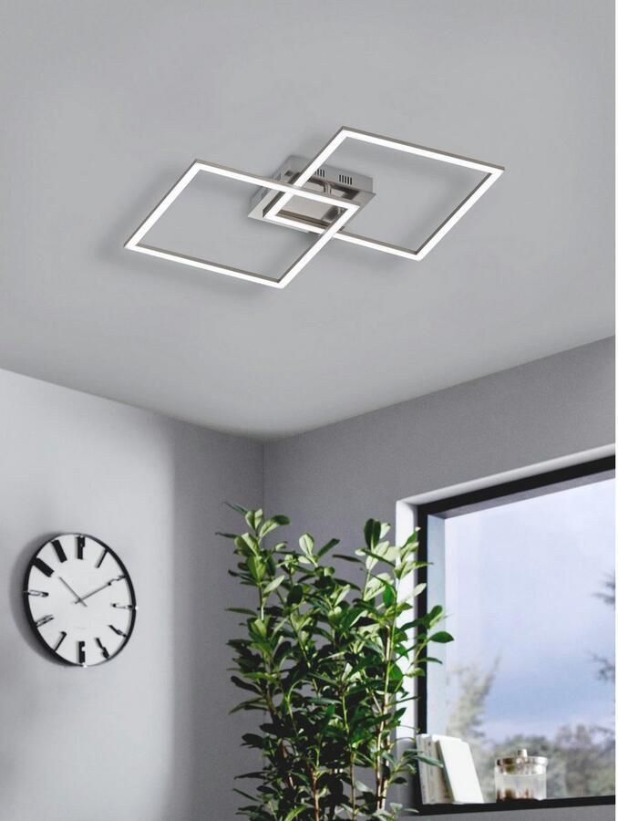 EGLO Led-plafondlamp Palmaves plafondlamp nikkel-mat geborsteld nachtlamp vierkanten (1 stuk) - Foto 3