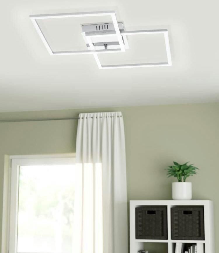 EGLO Led-plafondlamp Palmaves plafondlamp nikkel-mat geborsteld nachtlamp vierkanten (1 stuk)