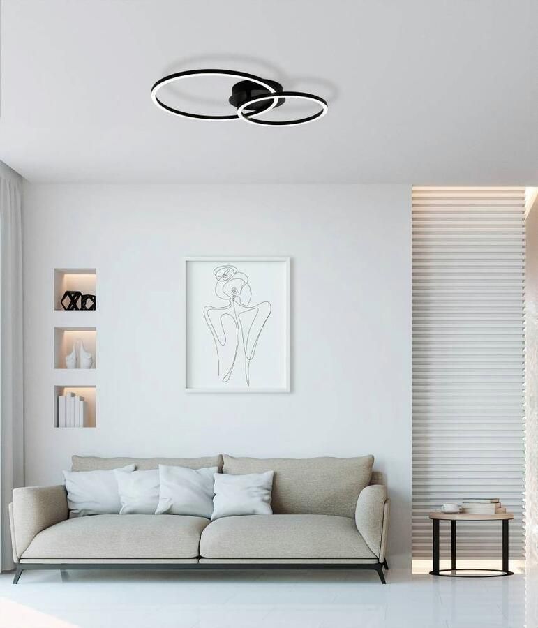 EGLO Led-plafondlamp Palmaves plafondlamp zwart aluminium nachtlamp rond Lamp voor de woonkamer plafondlamp keukenlamp led slaapkamerlamp (1 stuk)