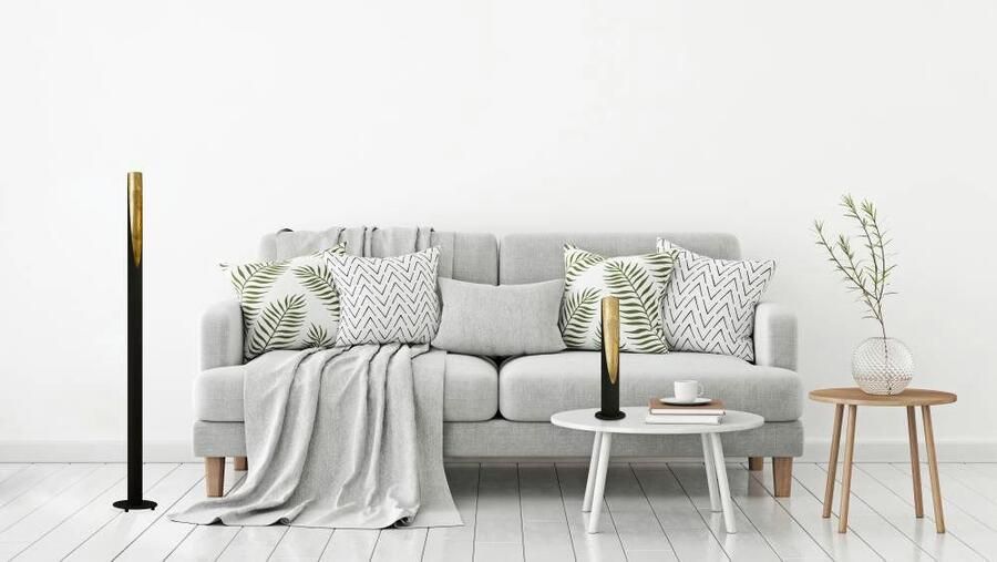 EGLO Staande ledlamp BARBOTTO zwart goudkleur ø6 x h137 cm inclusief 1x gu10 (elk 4 5w) warmwit - Foto 4