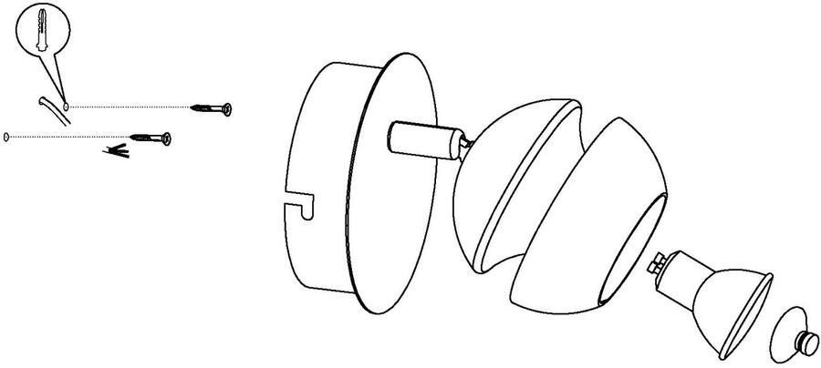 EGLO Nocito Spot 1 Lichts Zwart Goud - Foto 3