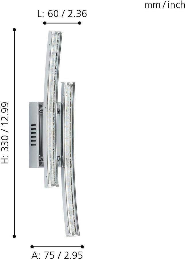EGLO  Pertini - Wandlamp - 2 Lichts - Chroom - Transparant - Foto 4