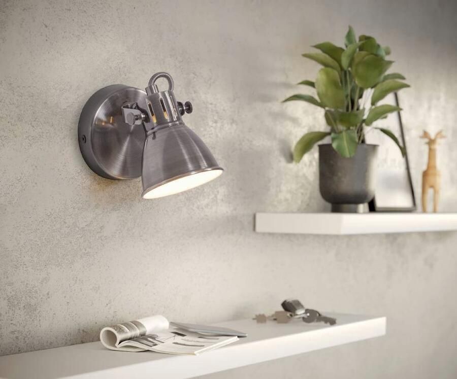 EGLO Led-wandlamp SERAS wandlamp plafondspot spot ganglamp nikkel-antiek crème - Foto 3