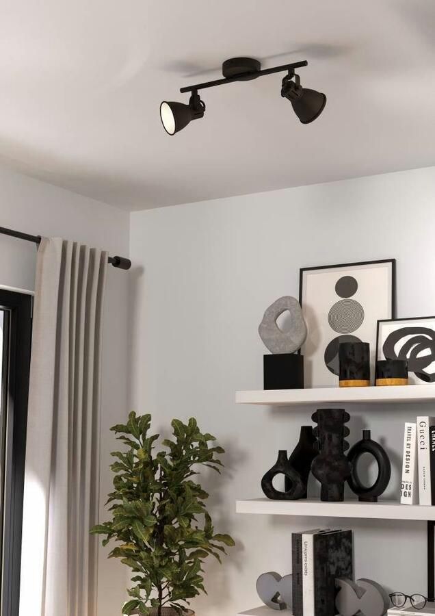 EGLO Ledplafondspots SERAS 2 plafondlamp woonkamerlamp spot zwart metaal GU10 - Foto 5