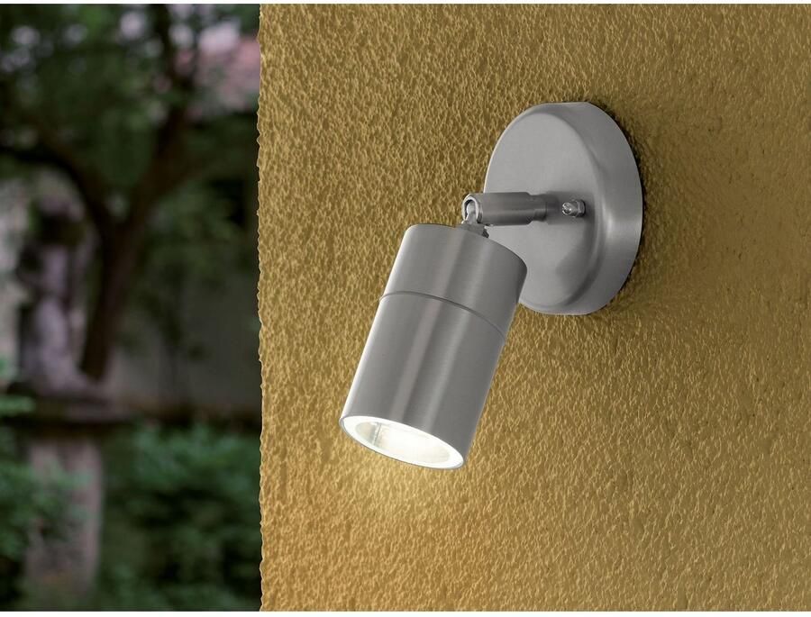 EGLO Ledwandlamp voor buiten STOCKHOLM1 spot wandspot buitenlamp roestvrij staal zilver IP44 (1 stuk) - Foto 4