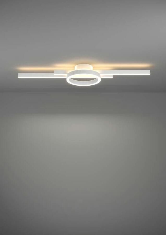 EGLO Plafondlamp AMANDOLO Deckenlampe Alu Stahl und Kunststoff Flurlampe Lampe dimmbare plafondlamp afstandsbediening metaal in wit rgb backlight (1 stuk) - Foto 3