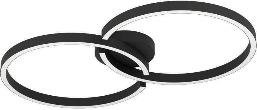 EGLO Plafondlamp AMANDOLO Deckenlampe Alu Stahl und Kunststoff Flurlampe Lampe dimmbare plafondlamp afstandsbediening metaal in zwart rgb backlight (1 stuk) - Foto 4