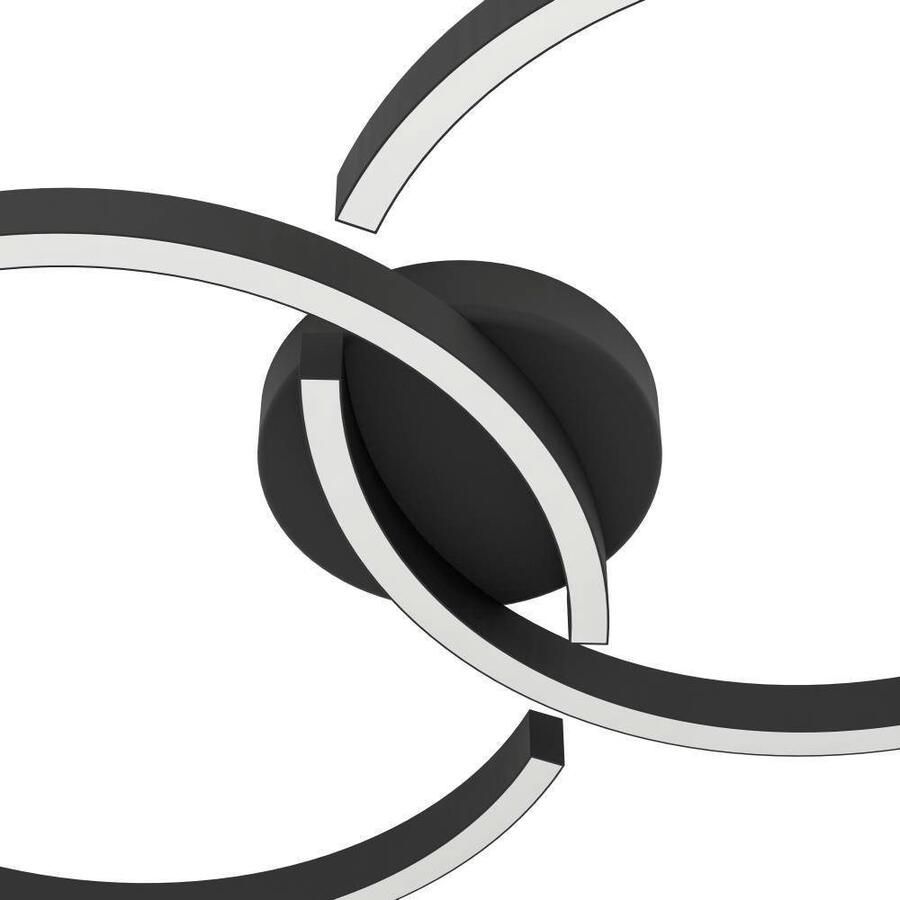 EGLO Plafondlamp AMANDOLO Deckenlampe Alu Stahl und Kunststoff Flurlampe Lampe dimmbare plafondlamp afstandsbediening metaal in zwart rgb backlight (1 stuk)