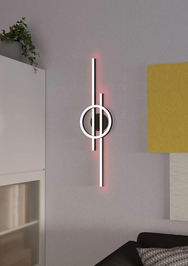 EGLO Plafondlamp AMANDOLO Deckenlampe Alu Stahl und Kunststoff Flurlampe Lampe dimmbare plafondlamp afstandsbediening metaal in zwart rgb backlight (1 stuk) - Foto 6