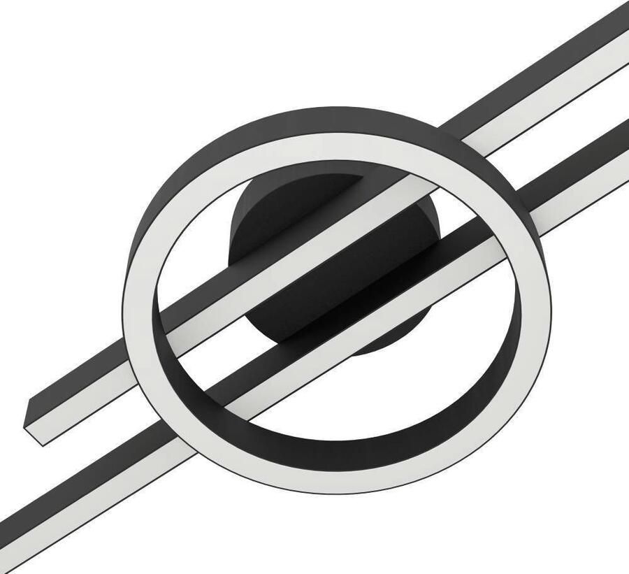 EGLO Plafondlamp AMANDOLO Deckenlampe Alu Stahl und Kunststoff Flurlampe Lampe dimmbare plafondlamp afstandsbediening metaal in zwart rgb backlight (1 stuk)