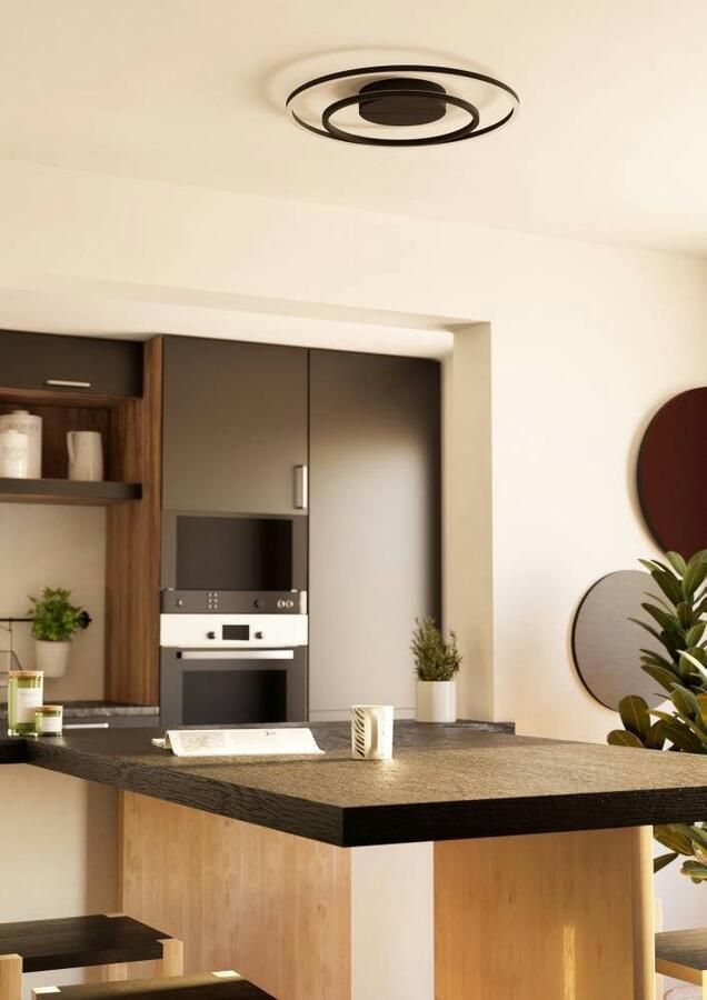 EGLO Plafondlamp CALAGRANO-Z plafondlamp zwart wit ZigBee 3.0 backlight timer App spraakbesturing Alexa ‎‎Ø45cm excl. afstandsbediening Disco-Modus (1 stuk) - Foto 10