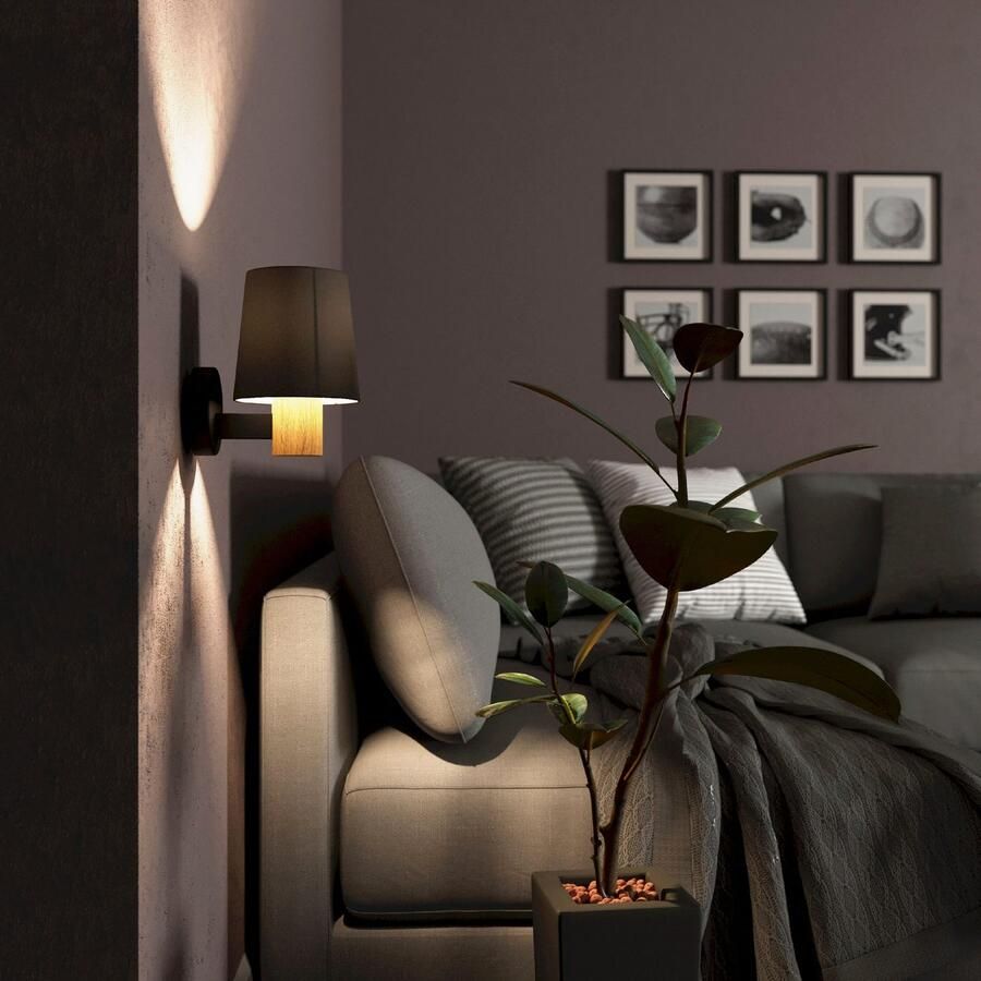 EGLO Plafondlamp EDALE Plafondlamp in zwart en bruin van staal hout excl. E27 40W (1 stuk) - Foto 2