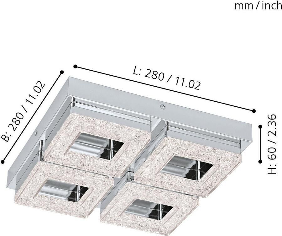 EGLO  Fradelo - Wand Plafondlamp - 4 Lichts - Chroom  Helder