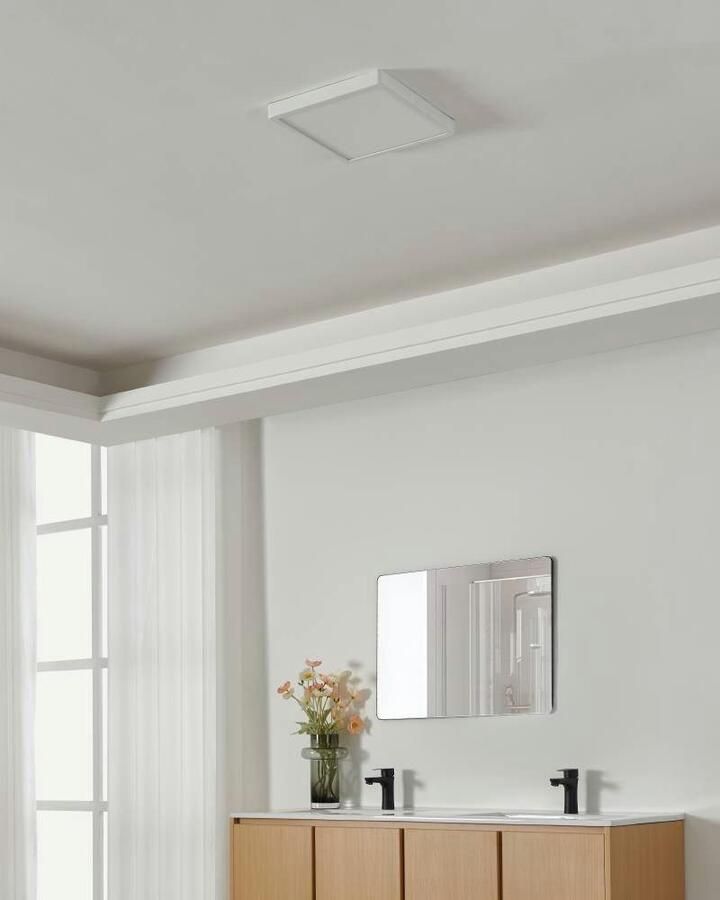 EGLO Plafondlamp FUEVA 5 Plafondlamp IP44 lage opbouwhoogte 20 Watt Vierkant (1 stuk) - Foto 2