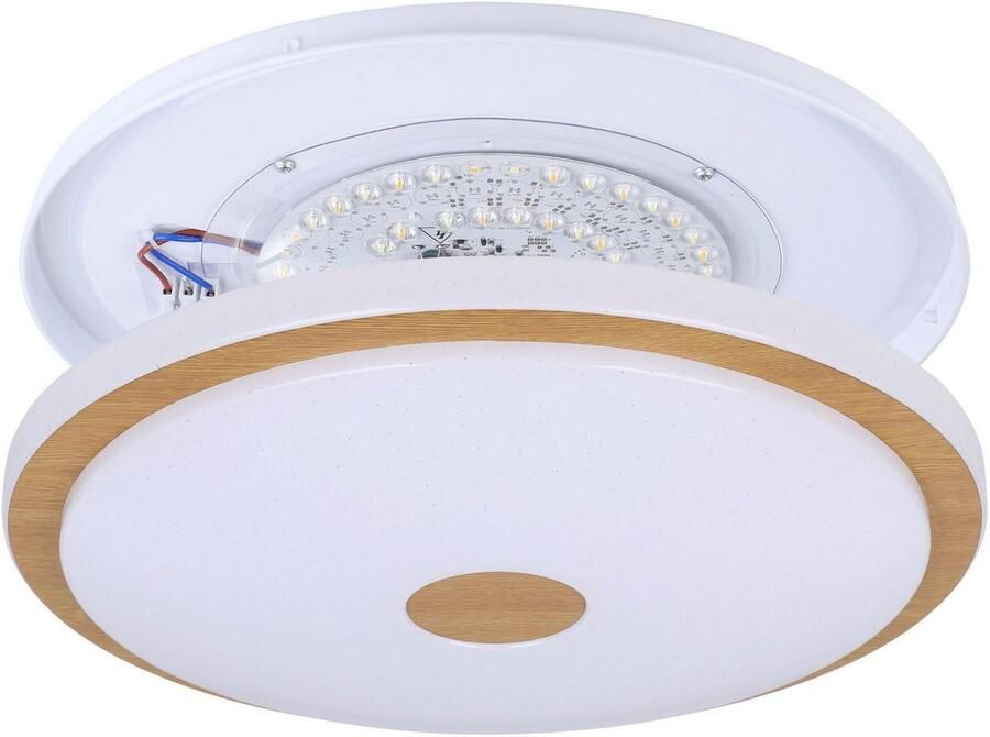 EGLO Plafondlamp LANCIANO 1 Plafondlamp in wit en bruin van staal hout 24W (1 stuk) - Foto 5