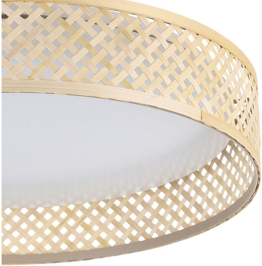 EGLO Plafondlamp LUPPINERIA Deckenlampe Kunststoff Stahl und Holz IP20 Flurlampe Plafondlamp in wit van kunststof staal 24W warmwit (1 stuk) - Foto 2