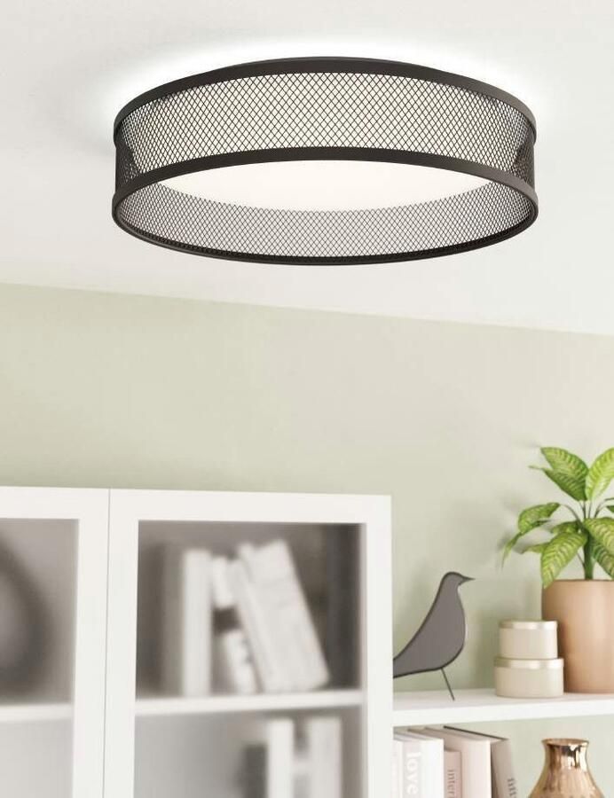 EGLO Plafondlamp LUPPINERIA Deckenlampe Stahl und Kunststoff IP20 Flurlampe Lampe Plafondlamp metaal in zwart en kunststof in wit Ø 38 5 cm (1 stuk) - Foto 6