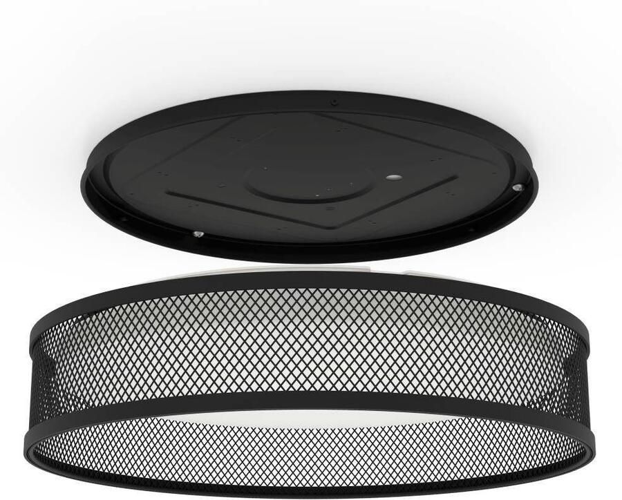 EGLO Plafondlamp LUPPINERIA Deckenlampe Stahl und Kunststoff IP20 Flurlampe Lampe Plafondlamp metaal in zwart en kunststof in wit Ø 38 5 cm (1 stuk) - Foto 4