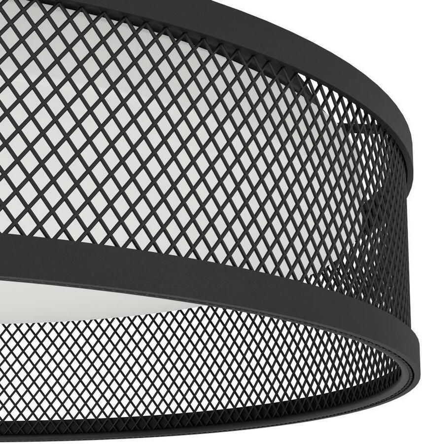 EGLO Plafondlamp LUPPINERIA Deckenlampe Stahl und Kunststoff IP20 Flurlampe Lampe Plafondlamp metaal in zwart en kunststof in wit Ø 38 5 cm (1 stuk) - Foto 3