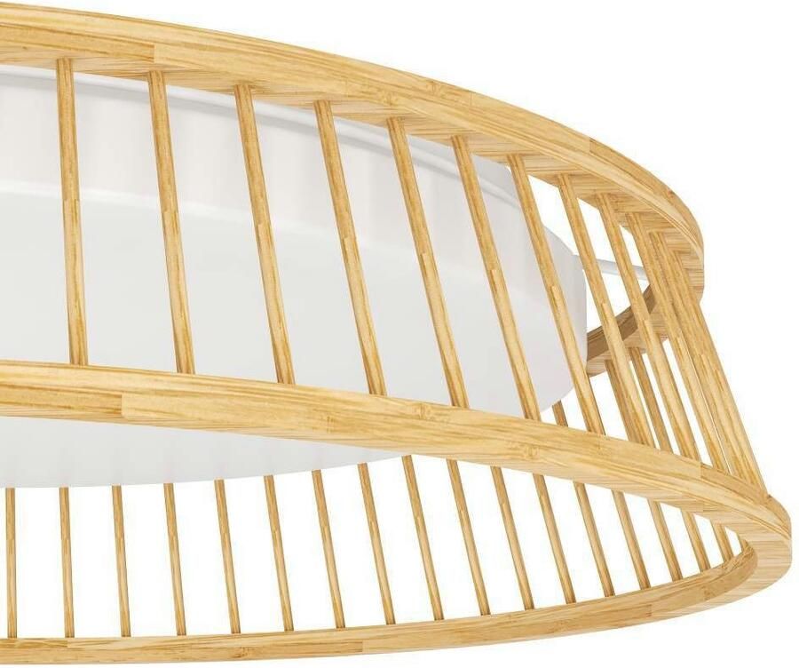 EGLO Plafondlamp LUPPINERIA Plafondlamp kunststof in wit en bamboe in natuur lamp Ø 45 cm (1 stuk) - Foto 2