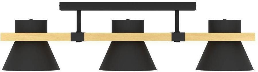 EGLO Plafondlamp MACCLES Plafondlamp woonkamerlamp hout en metaal zwart plafondspot (1 stuk) - Foto 4