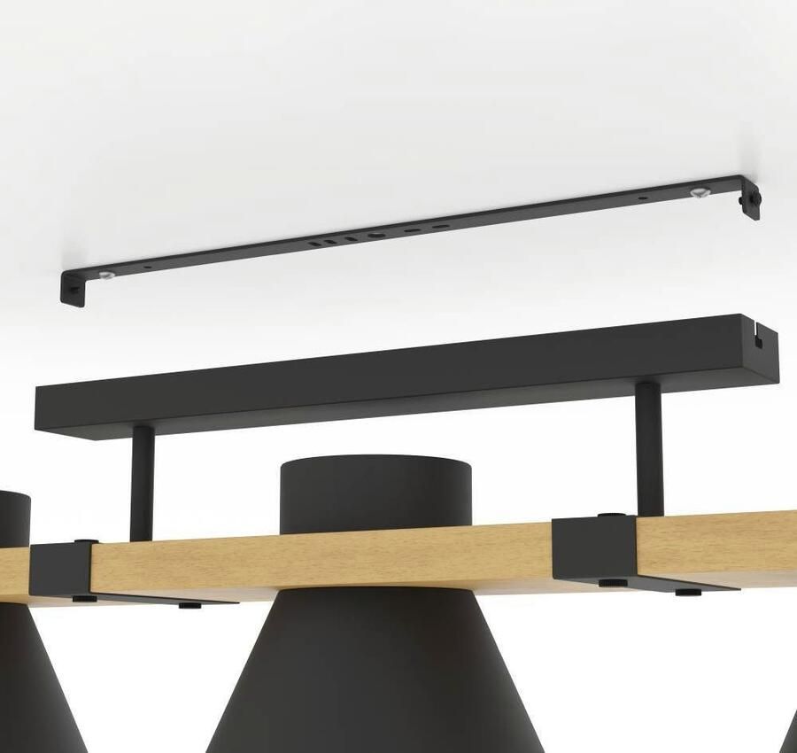 EGLO Plafondlamp MACCLES Plafondlamp woonkamerlamp hout en metaal zwart plafondspot (1 stuk) - Foto 2