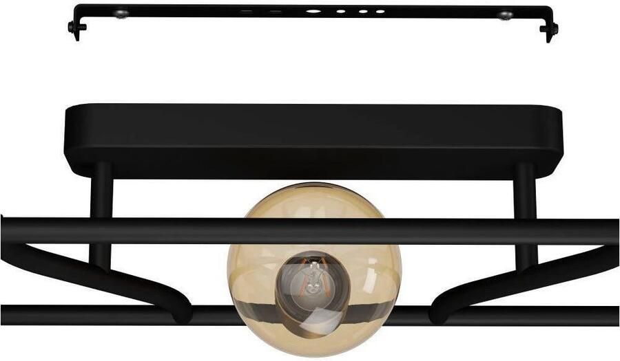 EGLO Plafondlamp MESSINARO Plafondlamp metaal in zwart en geborsteld messing E27 fitting (1 stuk) - Foto 2