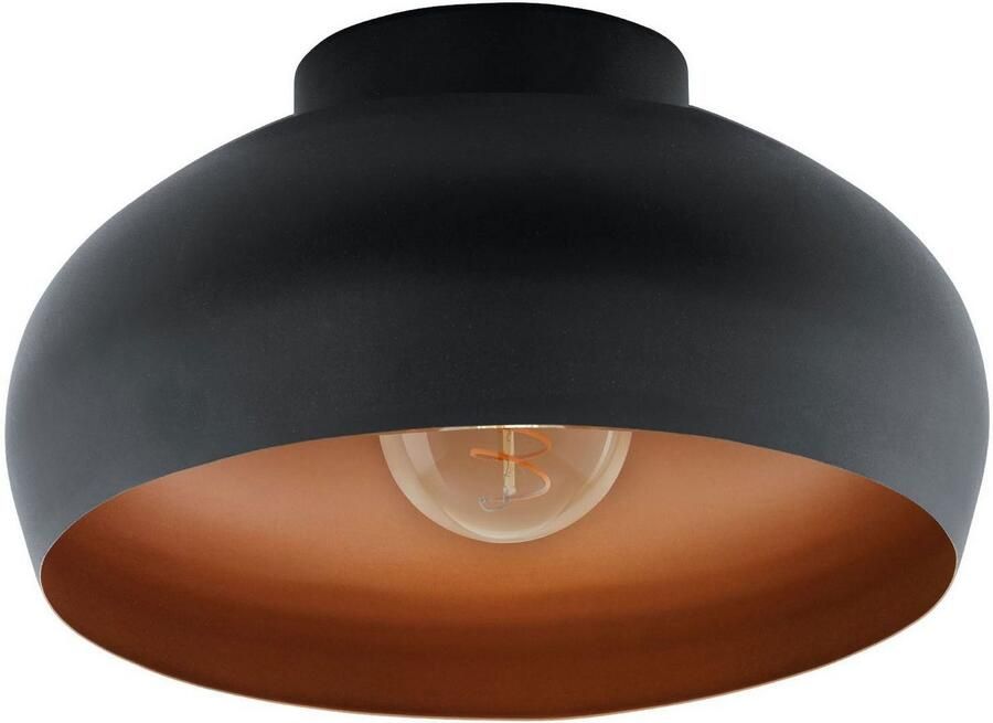 EGLO Plafondlamp MOGANO 2 Plafondlamp in zwart en koper van staal excl. E27 1X40W (1 stuk)