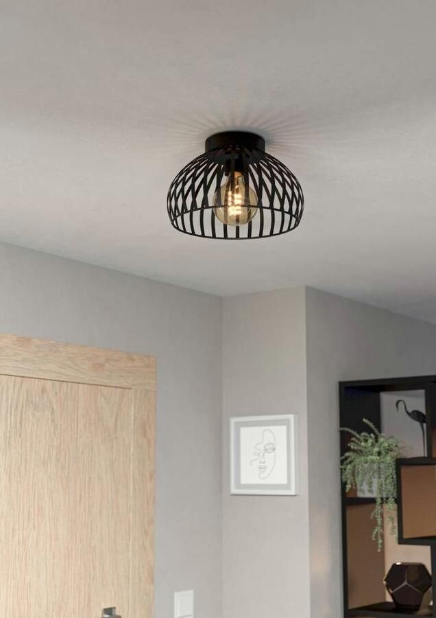 EGLO Plafondlamp MOGANO 3 Plafondlamp metaal in zwart ganglamp met E27 fitting Ø 28 cm (1 stuk) - Foto 6