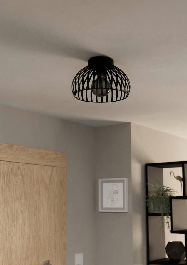 EGLO Plafondlamp MOGANO 3 Plafondlamp metaal in zwart ganglamp met E27 fitting Ø 28 cm (1 stuk) - Foto 4