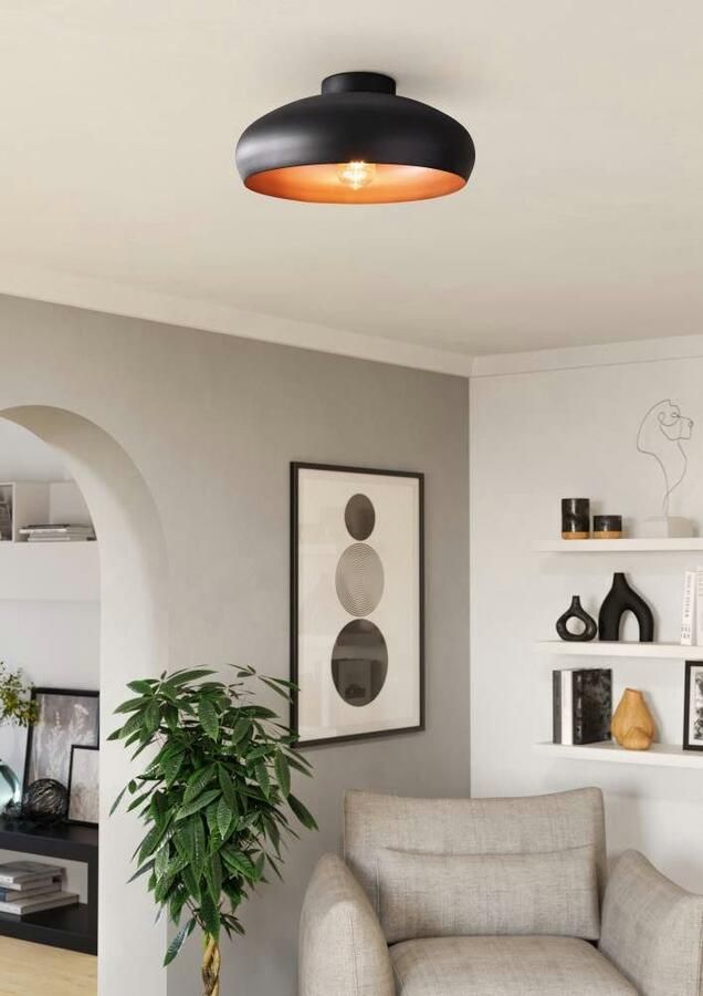 EGLO Plafondlamp MOGANO Plafondlamp Industrial vintage van staal keukenlamp E27 Ø40 cm - Foto 4