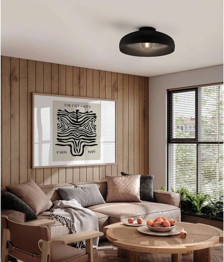 EGLO Plafondlamp MOGANO Plafondlamp industrial zwart van metaal retro E27 Ø 40 cm (1 stuk) - Foto 2