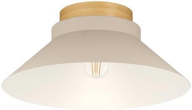 EGLO Plafondlamp MOHARRAS Deckenlampe Stahl und Holz E27 Wohnzimmerlampe Lampe Plafondlamp FSC100HB hout in natuur en metaal in zandkleur E27 (1 stuk) - Foto 6