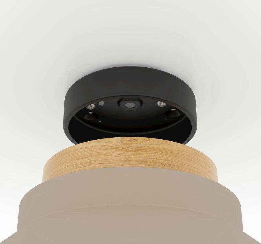 EGLO Plafondlamp MOHARRAS Deckenlampe Stahl und Holz E27 Wohnzimmerlampe Lampe Plafondlamp FSC100HB hout in natuur en metaal in zandkleur E27 (1 stuk) - Foto 3