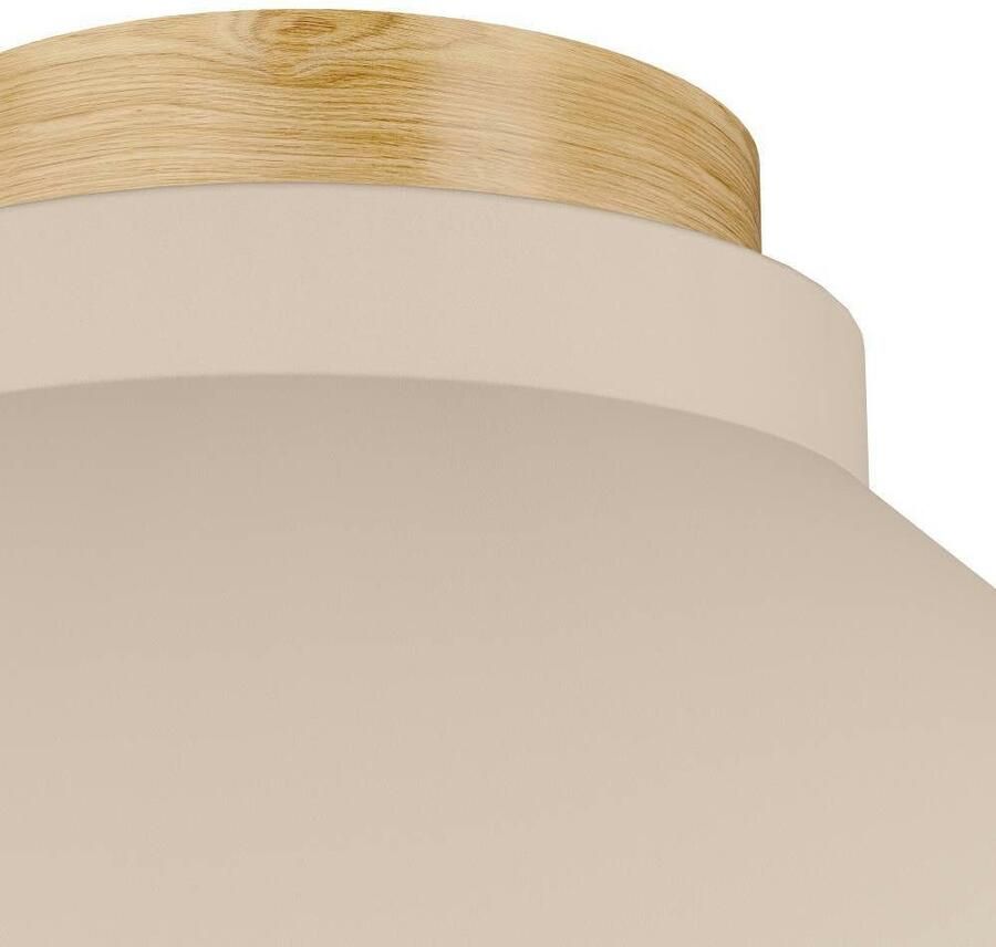 EGLO Plafondlamp MOHARRAS Deckenlampe Stahl und Holz E27 Wohnzimmerlampe Lampe Plafondlamp FSC100HB hout in natuur en metaal in zandkleur E27 (1 stuk) - Foto 2