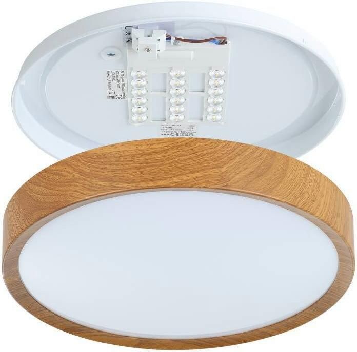 EGLO Plafondlamp MUSURITA Plafondlamp woonkamer staal kunststof houtlook wit Ø 34 cm (1 stuk) - Foto 5