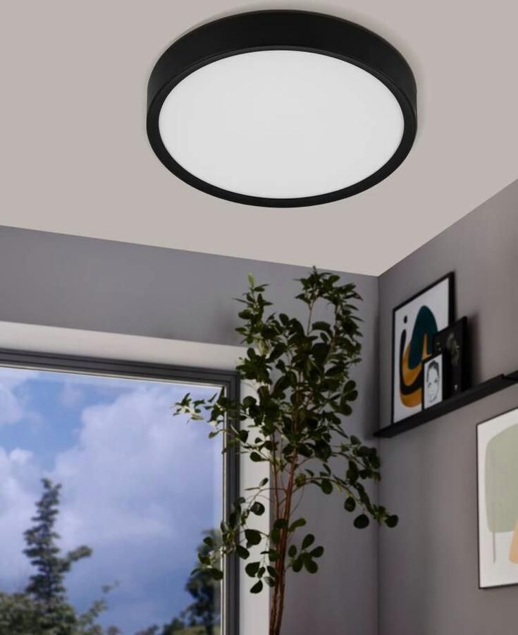 EGLO Plafondlamp MUSURITA Plafondlamp woonkamer staal kunststof zwart wit Ø 34 cm (1 stuk) - Foto 2