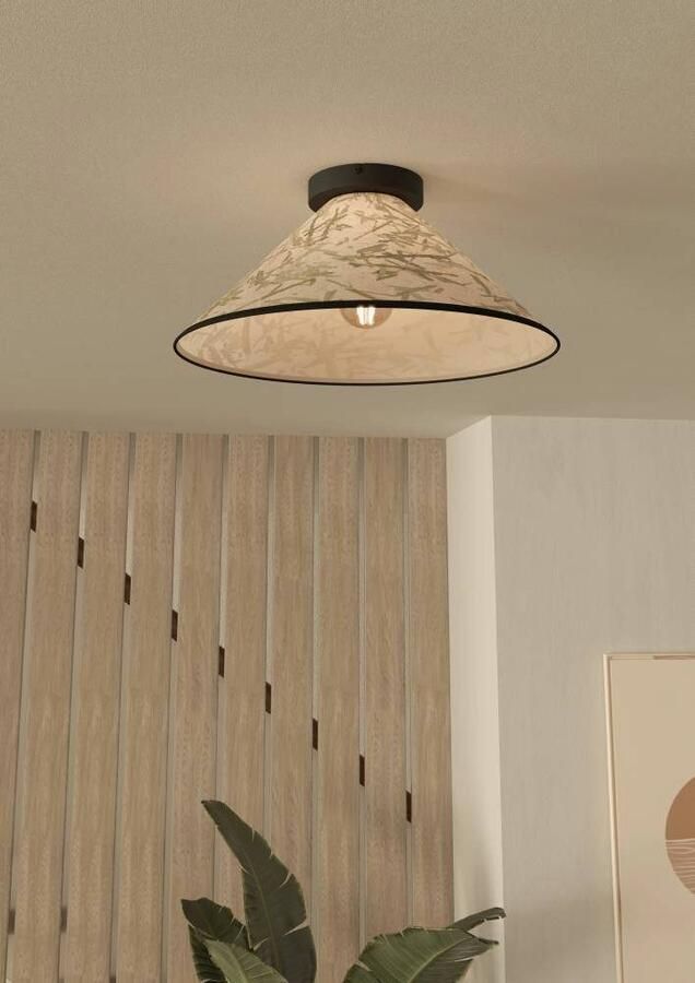 EGLO Plafondlamp OXPARK Plafondlamp Japandi ontwerp woonkamerlamp textiel bamboe bladeren (1 stuk) - Foto 6