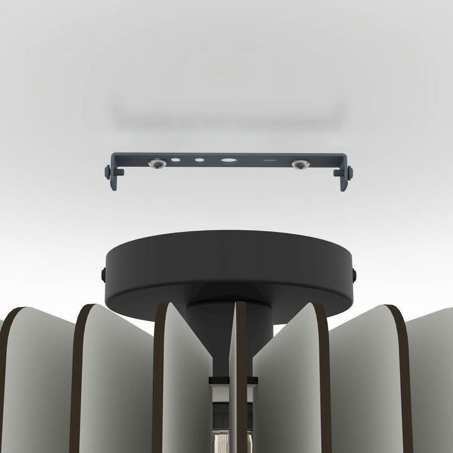 EGLO Plafondlamp PALOMBAIA Plafondlamp hout in grijs plafondlamp met E27 fitting Ø 50 cm (1 stuk) - Foto 2