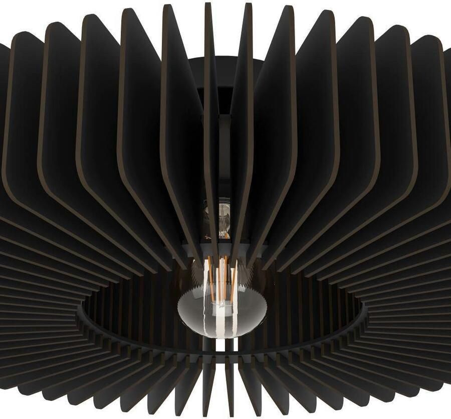 EGLO Plafondlamp PALOMBAIA Plafondlamp woonkamerlamp van hout in zwart E27 fitting Ø 50 cm (1 stuk) - Foto 3