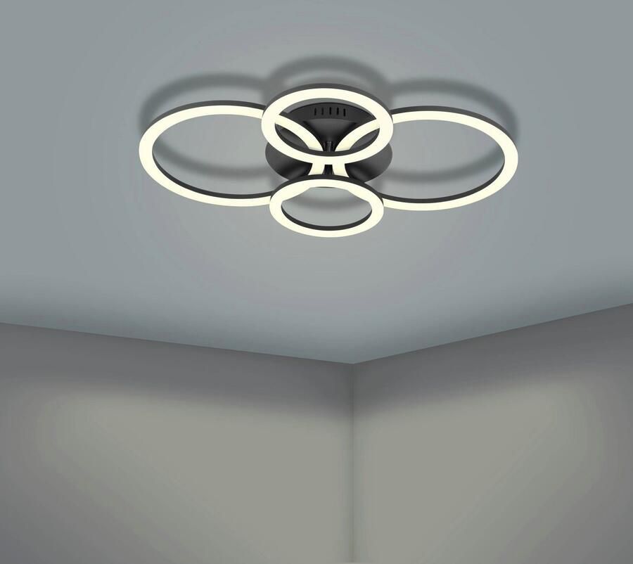 EGLO Plafondlamp PARRAPOS-Z plafondlamp zwart instelbaar wit ZigBee 3.0 disco-modus App spraakbesturing Alexa ‎‎‎‎‎‎‎‎‎45x61 5x8cm excl. afstandsbediening (1 stuk) - Foto 7