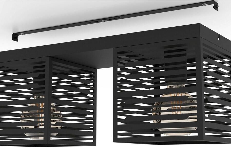 EGLO Plafondlamp PIEDRITAS Plafondlamp in zwart van staal excl. E27 1X40W (1 stuk) - Foto 2