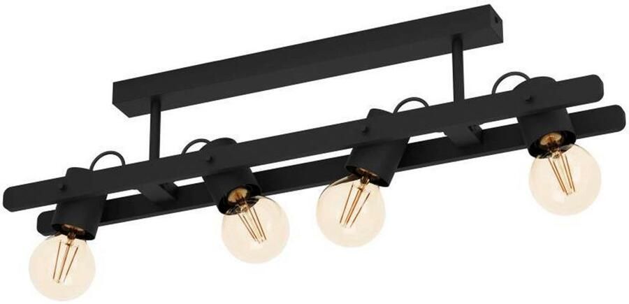 EGLO Plafondlamp PLIMSOLL Plafondlamp hout en metaal in zwart FSC100PA plafondspot E27 (1 stuk) - Foto 4