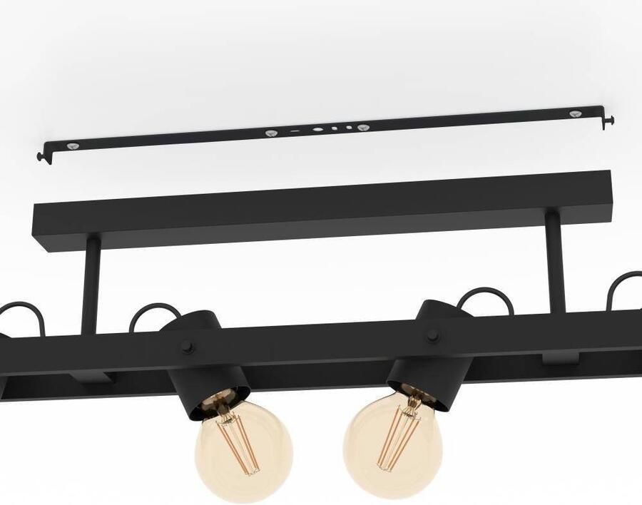 EGLO Plafondlamp PLIMSOLL Plafondlamp hout en metaal in zwart FSC100PA plafondspot E27 (1 stuk)