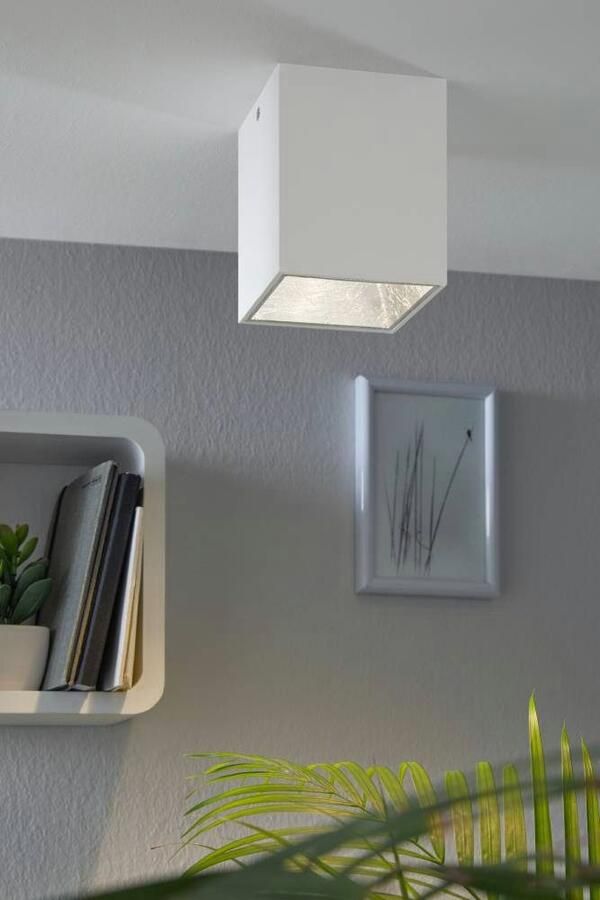 EGLO Plafondlamp POLASSO Plafondlamp aluminium kunststof kleur: wit zilverkleur L: 10x10 cm (1 stuk) - Foto 1