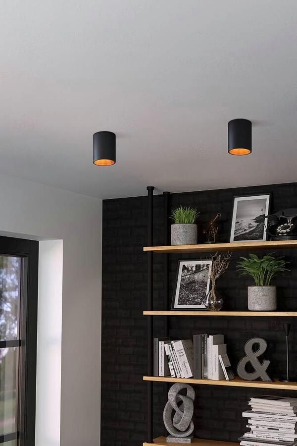 EGLO Plafondlamp POLASSO Plafondlamp aluminium kunststof kleur: zwart koper Ø: 10 cm (1 stuk)